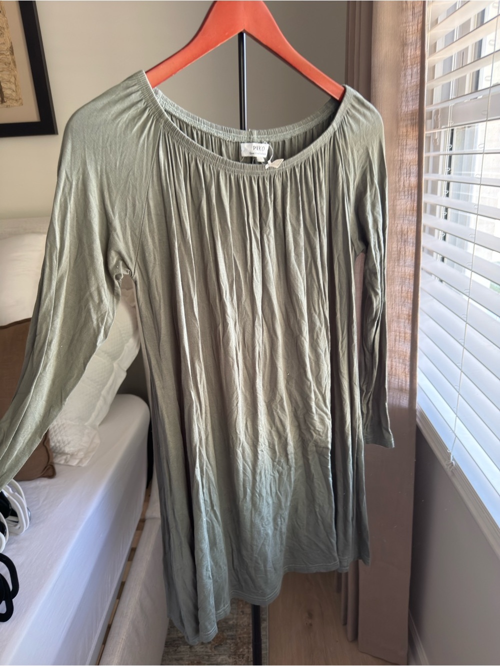Piko 1988 Olive Green Long Sleeve Peasant Tunic
